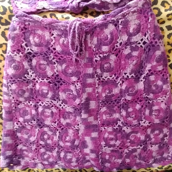 2 Pc Purple Knit Skirt and Halter - Picture 3 of 7